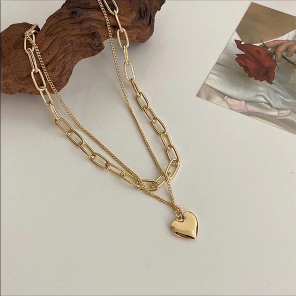 NEW 18K GOLD MULTI LAYER HEART NECKLACE, NICE NECKLACE, CUTE NECKLACE - Picture 5 of 5
